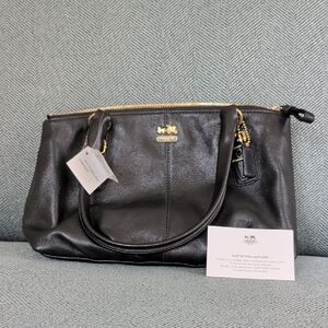 Coach Black Madison Small Leather Bag with Gold Hardware
